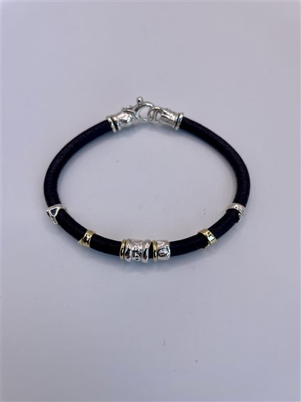 Bracciale Soma Gioielli Uomo Bracciale in oro, cuoio e argento in Pelle MIS B2000 BR CU/AG/OG - MIS B2000 BR CU/AG/OG